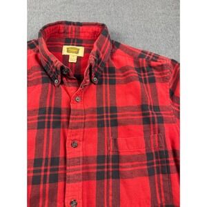 Foundry Supply Co Mens Red Black Plaid Flannel Button Up Shirt LT